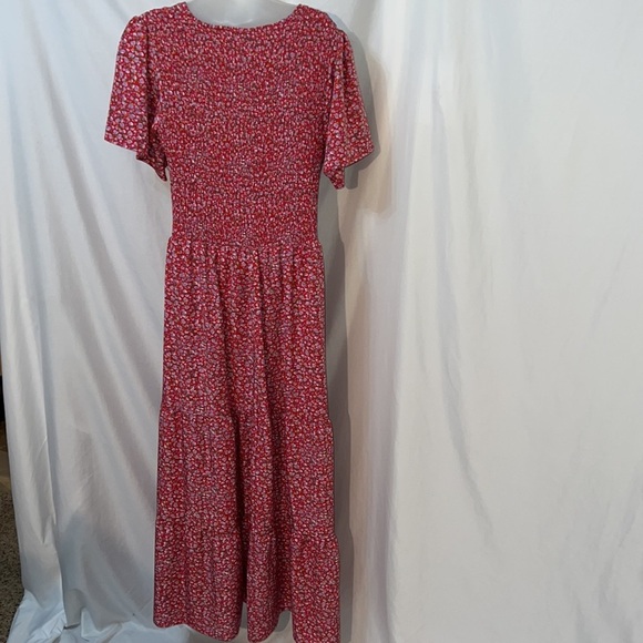 Fashion Floral Red Dress Tier Skirt Long Length Size XL - Picture 5 of 8